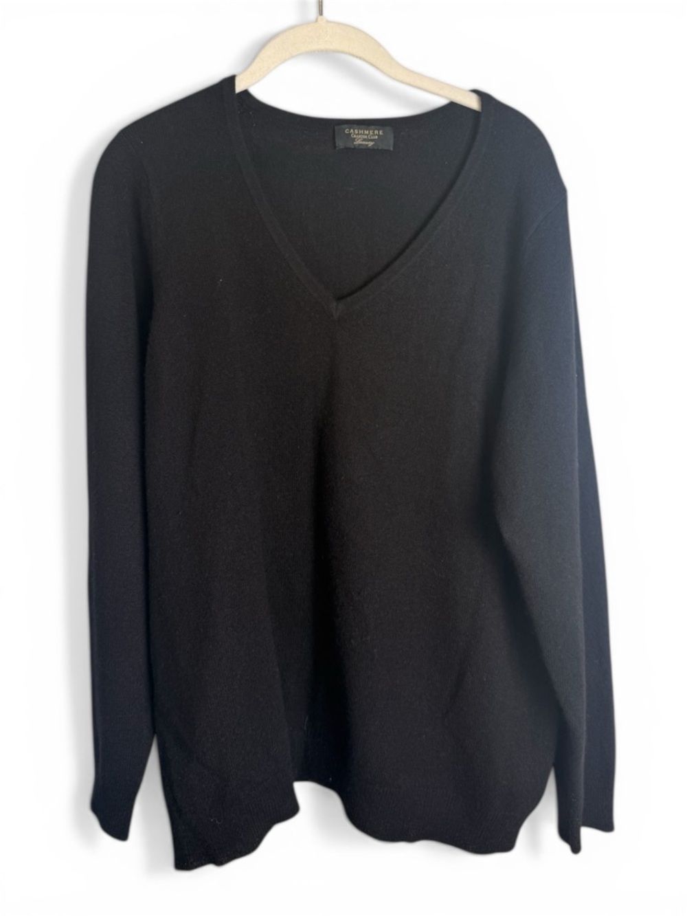 100% Cashmere Charter Club Black V-Neck Sweater - Picture 4 of 9